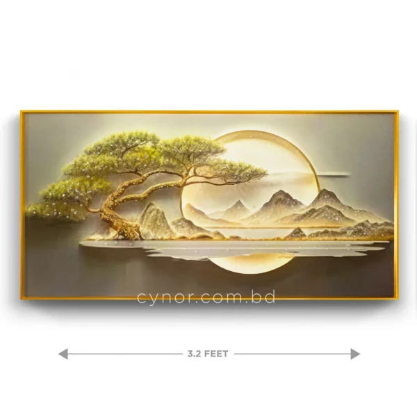 WR677-7-Fantasy Golden Tree Wall Art with Resin Stone Inlay and Golden Aluminum Frame (2)
