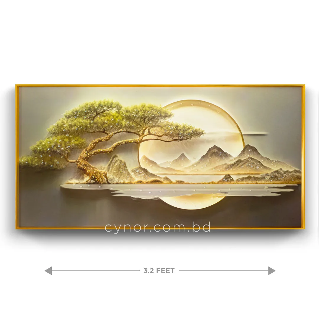 WR677-7-Fantasy Golden Tree Wall Art with Resin Stone Inlay and Golden Aluminum Frame (2) WR677-7-Fantasy Golden Tree Wall Art with Resin Stone Inlay and Golden Aluminum Frame (2)