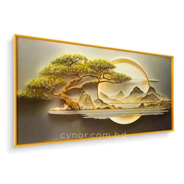 WR677-7-Fantasy Golden Tree Wall Art with Resin Stone Inlay and Golden Aluminum Frame (3)