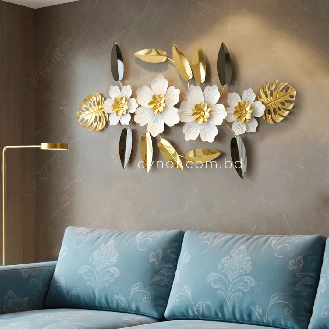 WR734-Aquatic Floral Metal Wall Decor Golden White and Black Stainless Steel Art (1) WR734-Aquatic Floral Metal Wall Decor Golden White and Black Stainless Steel Art (1)