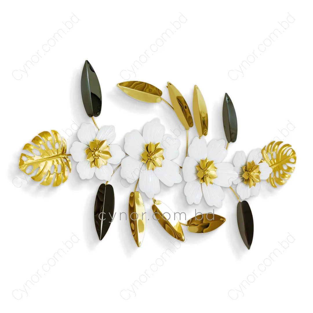 WR734-Aquatic Floral Metal Wall Decor Golden White and Black Stainless Steel Art (3) WR734-Aquatic Floral Metal Wall Decor Golden White and Black Stainless Steel Art (3)