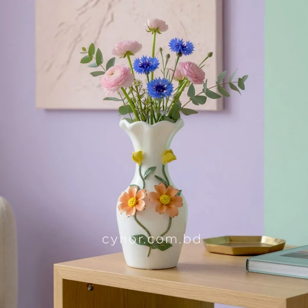 HD267-White-Porcelain-Ceramic-Vase-with-Raised-Floral-Design-1