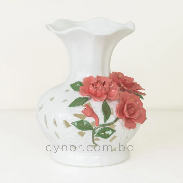 HD269-Premium-White-Ceramic-Scalloped-Vase-with-Raised-Floral-Design-and-Cutouts-Pattern-4
