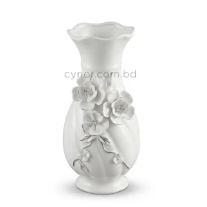 HD273-Premium-White-Porcelain-Fluted-Vase-with-Raised-Floral-Accents-3