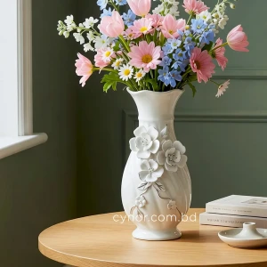 HD273-Premium-White-Porcelain-Fluted-Vase-with-Raised-Floral-Accents-5