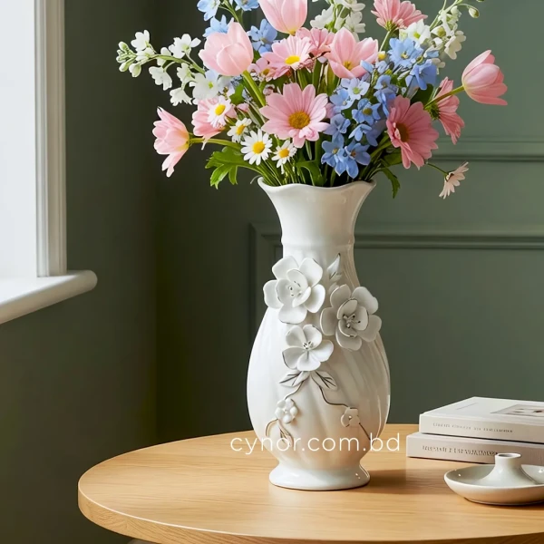 HD273-Premium-White-Porcelain-Fluted-Vase-with-Raised-Floral-Accents-5