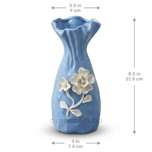HD274-Blue-Ceramic-Fluted-Vase-with-3D-Raised-White-Floral-Accents-4
