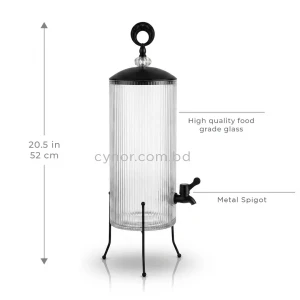 KC241-3-4L-Luxury-Ribbed-Glass-Beverage-Dispenser-with-Matte-Black-Metal-Stand