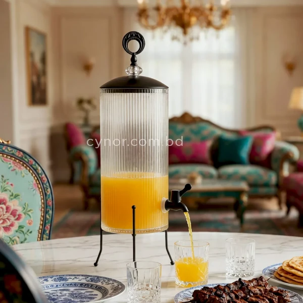 KC241-3-4L-Luxury-Ribbed-Glass-Beverage-Dispenser-with-Matte-Black-Stainless-Steel-Stand-1