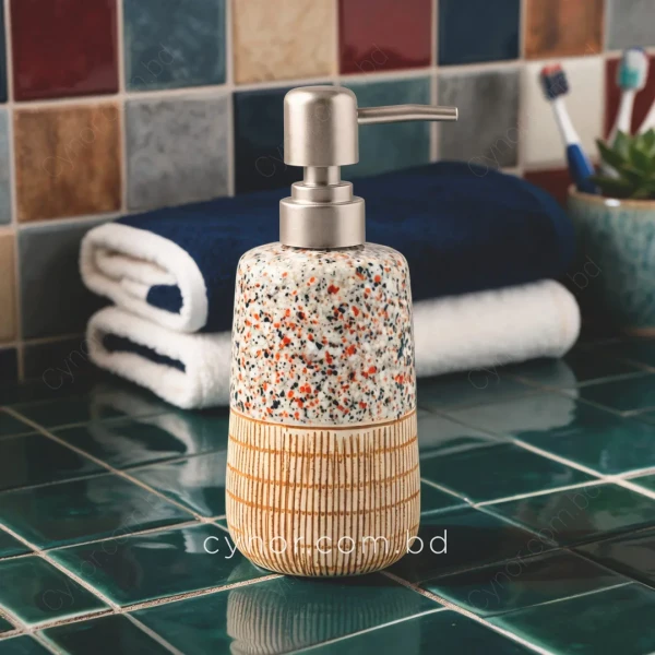 KC244-1-Ceramic Porcelain Soap Shampoo Lotion Dispenser Mosaic Style Texture (5)