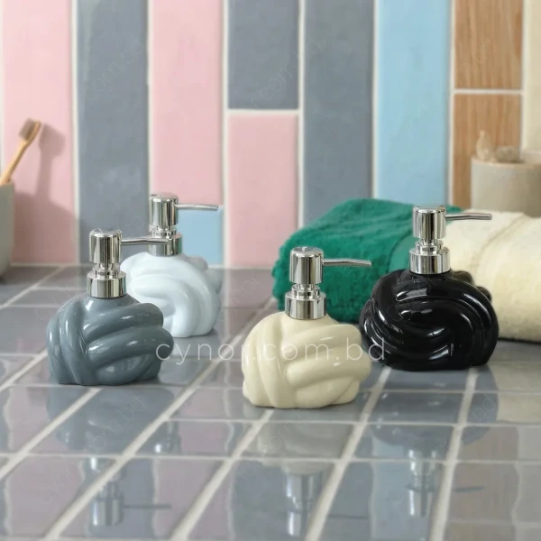 KC247-Twisted Knot Design Ceramic Porcelain Soap Shampoo Lotion Dispenser (9)