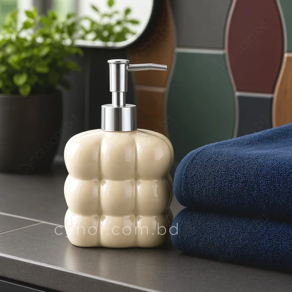 KC248-Quilted Design Ceramic Porcelain Soap Shampoo Lotion Dispenser (8)
