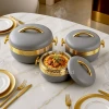 KC254-1-3 Pcs Luxury Golden Accent Insulated Stainless Steel Thermoware Hotpot Casserole Set (1)