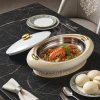 KC255-3-5L Luxury Oval Stainless Steel Insulated Casserole Hotpot Cream and White Body Golden Knob (1)