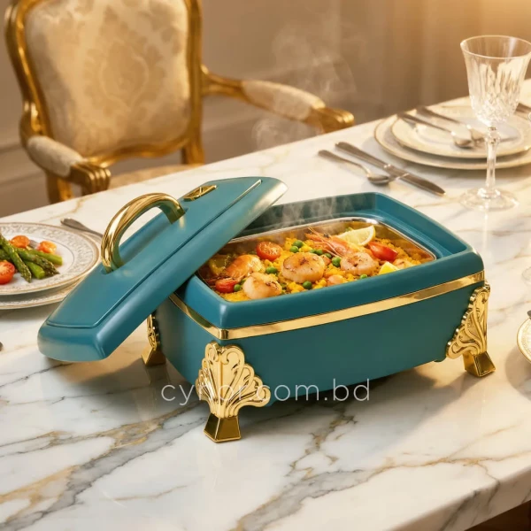 KC256-1-5L Luxury Teal Insulated Stainless Steel Thermoware Casserole Hotpot with Golden Accents (1)