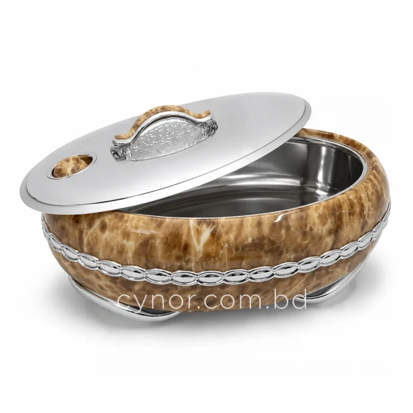 KC257-1-4L Luxury Marble‑Effect Insulated Stainless Steel Thermoware Casserole Hotpot with Silver Accents (4)