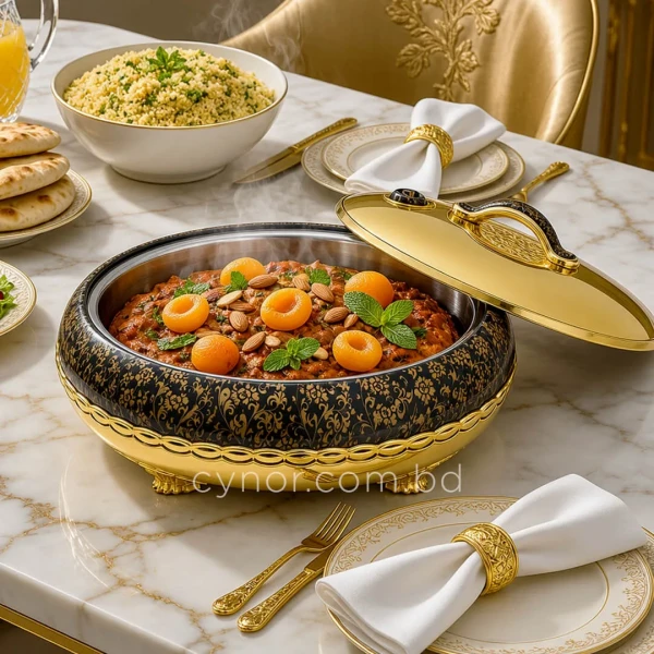 KC257-2-4L Luxury Insulated Stainless Steel Thermoware Casserole Hotpot with Golden Black Floral Accents (1)