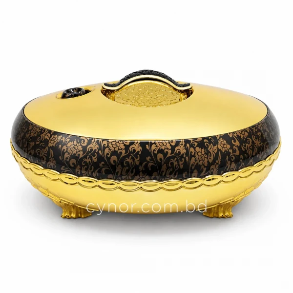 KC257-2-4L Luxury Insulated Stainless Steel Thermoware Casserole Hotpot with Golden Black Floral Accents (3)