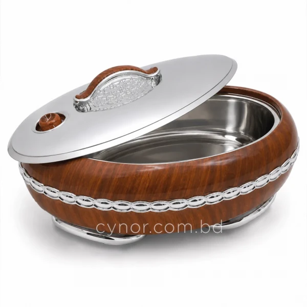 KC257-3-4L Luxury Insulated Stainless Steel Thermoware Casserole Hotpot with Wooden Texture Effect (5)