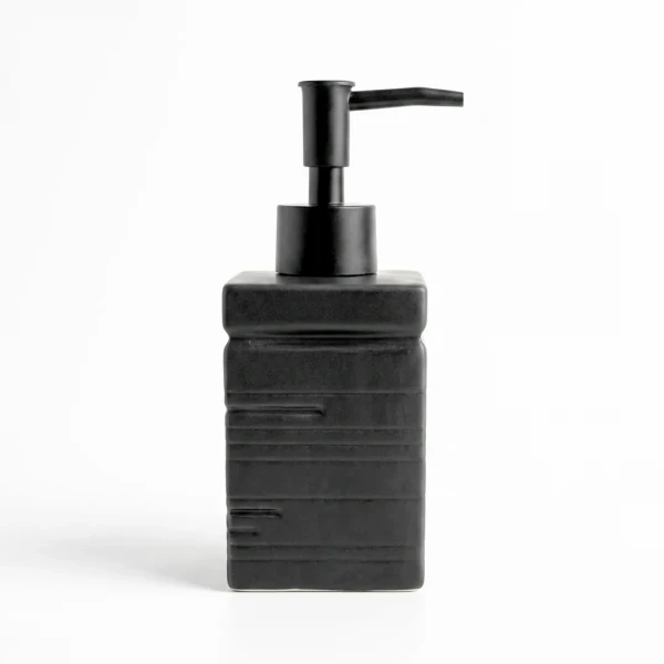 KC262-Black-Matte-Black-Textured-Ceramic-Soap-and-Lotion-Dispenser-with-Plastic-Pump-2