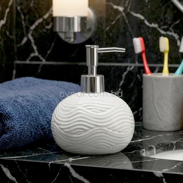 KC263-1-White-Pebble-Wave-Ceramic-Soap-Dispenser-with-Plastic-Chrome-Pump-1
