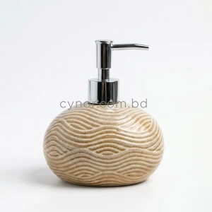 KC263-2-Brown-Pebble-Wave-Ceramic-Soap-Dispenser-with-Plastic-Chrome-Pump