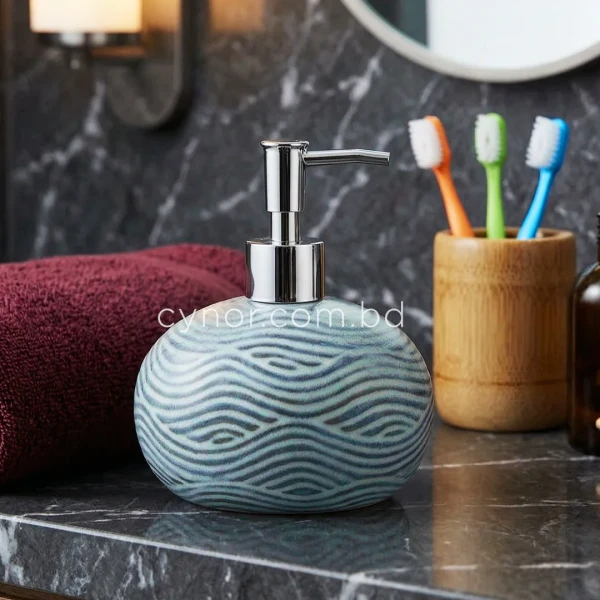 KC263-3-Ice-Blue-Pebble-Wave-Ceramic-Soap-Dispenser-with-Plastic-Chrome-Pump-2
