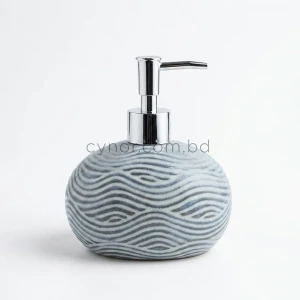 KC263-3-Ice-Blue-Pebble-Wave-Ceramic-Soap-Dispenser-with-Plastic-Chrome-Pump