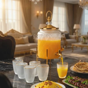 KC267-2.5L-Luxury-Quilted-Frosted-Glass-Beverage-Dispenser-Set-with-6-Cups-6