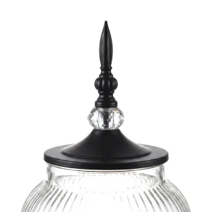 KC268-4L-Luxury-Ribbed-Glass-Beverage-Dispenser-with-Matte-Black-Stand-Decorative-Finial-Lid-2