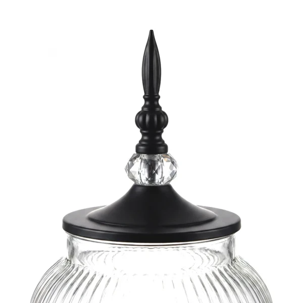 KC268-4L-Luxury-Ribbed-Glass-Beverage-Dispenser-with-Matte-Black-Stand-Decorative-Finial-Lid-2