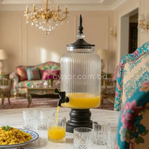 KC268-4L-Luxury-Ribbed-Glass-Beverage-Dispenser-with-Matte-Black-Stand-Decorative-Finial-Lid-3