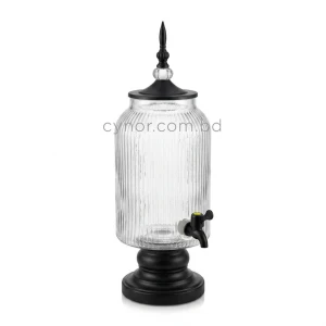 KC268-4L-Luxury-Ribbed-Glass-Beverage-Dispenser-with-Matte-Black-Stand-Decorative-Finial-Lid-5