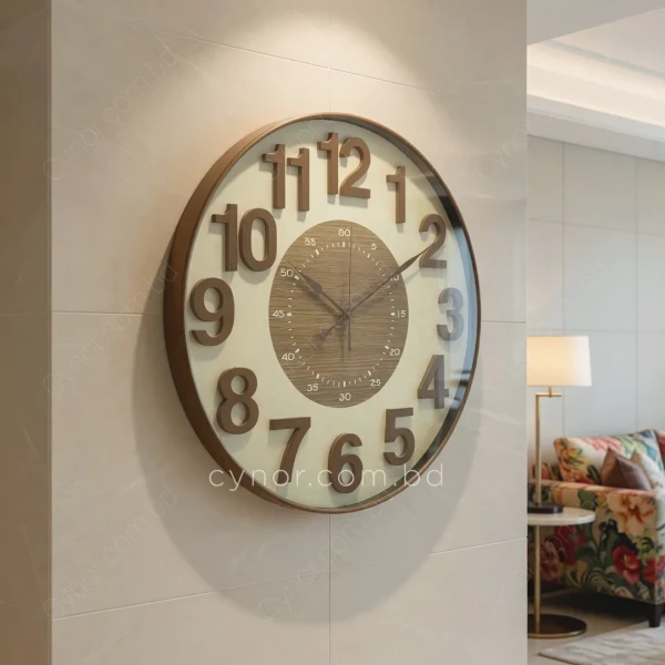 WC714-6-Antique Style Fiber Wall Clock with 3D Raised Numerals and Glass Dial (8)