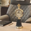 WC769-Black-Vintage Ornate Golden Black Color Fiber Table Clock with Metal base and Glass Dial (1)