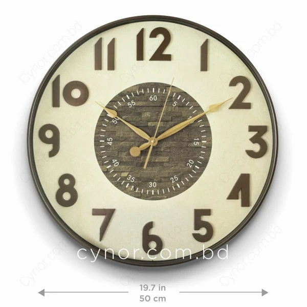WC770-2-Antique Style Chocolate Brown Wall Clock with 3D Raised Numerals and Textured Dial (2)