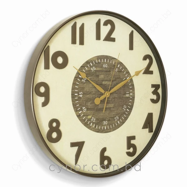 WC770-2-Antique Style Chocolate Brown Wall Clock with 3D Raised Numerals and Textured Dial (3)