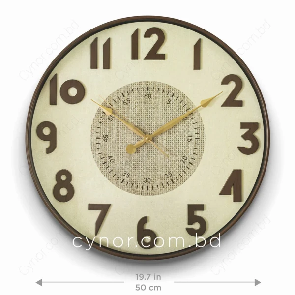 WC770-3-Antique Style Chocolate Brown Wall Clock with 3D Raised Numerals Knot Textured Dial (3)