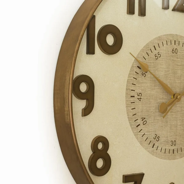 WC770-4-Antique Style Chocolate Brown Wall Clock with 3D Raised Numerals Jute Textured Dial (4)