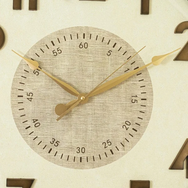 WC770-4-Antique Style Chocolate Brown Wall Clock with 3D Raised Numerals Jute Textured Dial (6)