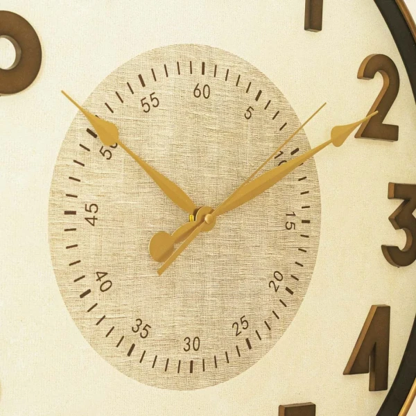 WC770-4-Antique Style Chocolate Brown Wall Clock with 3D Raised Numerals Jute Textured Dial (7)