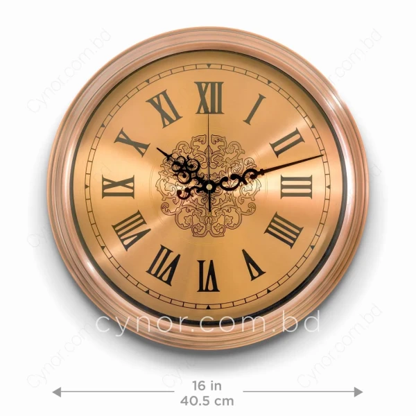 WC771-1-Premium Metal Roman Numeral Wall Clock with Filigree Center and Glass Dial (3)