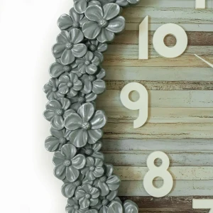 WC772-2-Floral Ornate Ash Blue Wall Clock with Wooden Pattern Dial and Fiber Frame (4)
