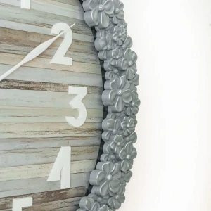 WC772-2-Floral Ornate Ash Blue Wall Clock with Wooden Pattern Dial and Fiber Frame (8)