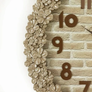 WC772-3-Floral Ornate Cream Wall Clock with Brick Pattern Dial and Fiber Frame (5)