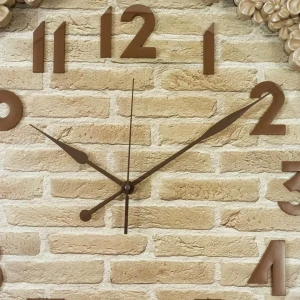WC772-3-Floral Ornate Cream Wall Clock with Brick Pattern Dial and Fiber Frame (6)