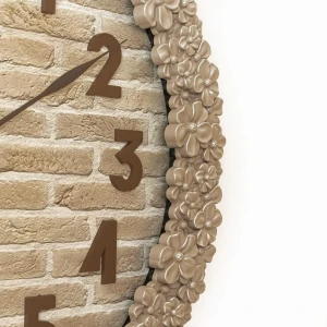 WC772-3-Floral Ornate Cream Wall Clock with Brick Pattern Dial and Fiber Frame (8)