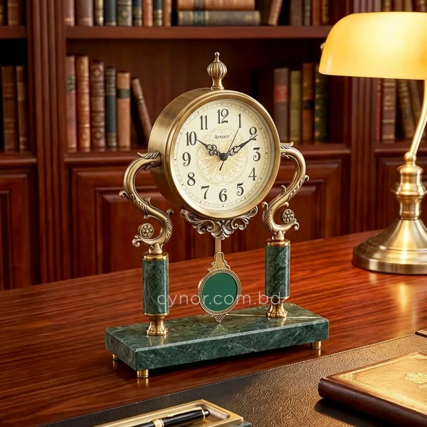 WC773-Luxury-Green-Marble-and-Antique-Golden-Brass-Metal-Design-Mantel-Table-Clock-with-Pendulum-10