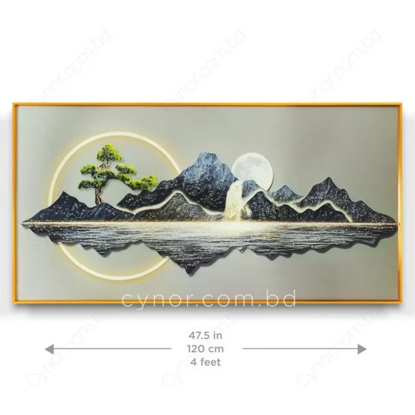WR680-10-Fantasy-Mountain-Landscape-Wall-Frame-with-Resin-Embedded-Stone-and-Golden-Aluminium-Frame-3