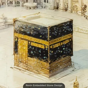 WR680-8-Kaaba Masjid al-Haram Wall Art with Resin Stone Design and Aluminium Frame (5)
